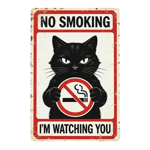 Funny Cat Sign 8×12 Inch,Bedroom Metal Sign "NO SMOKING I'M WATCHING YOU" Retro Decor Gift for Cat Lovers tiktokshopspringglowup