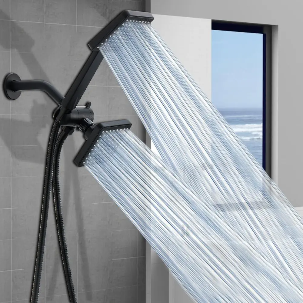 2-in-1 Handheld & Rainfall Set, Durable ABS Shower Head with Long Hose & T-Valve, Bathroom Shower Equipment, Handheld Showerhead Set, Showerhead Combo, Combination Shower Head With Handheld Detachable