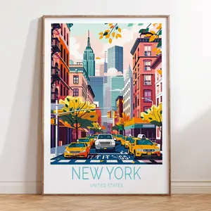 New York Usa Print, City Poster, Birthday Present, Personalised Gifts, United States Wall Art, New York City Travel Poster Print, Room Decor, Unframed
