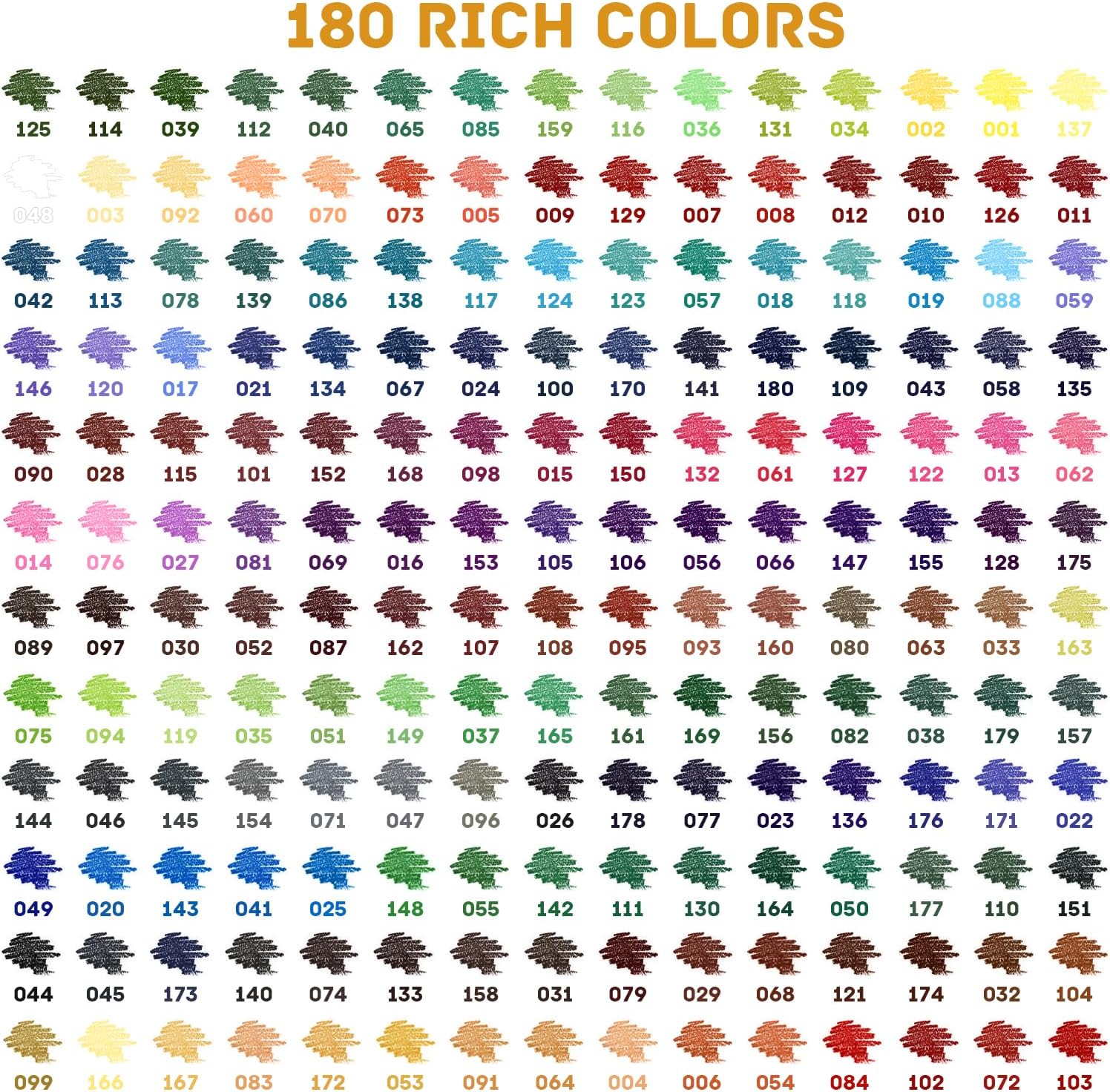 180 Colored Pencils for Adult Coloring Books, 12 Metallic Pencil, Oil Based Soft Core Professional Color Pencils for Artists , Drawing Coloring Sketching Blending