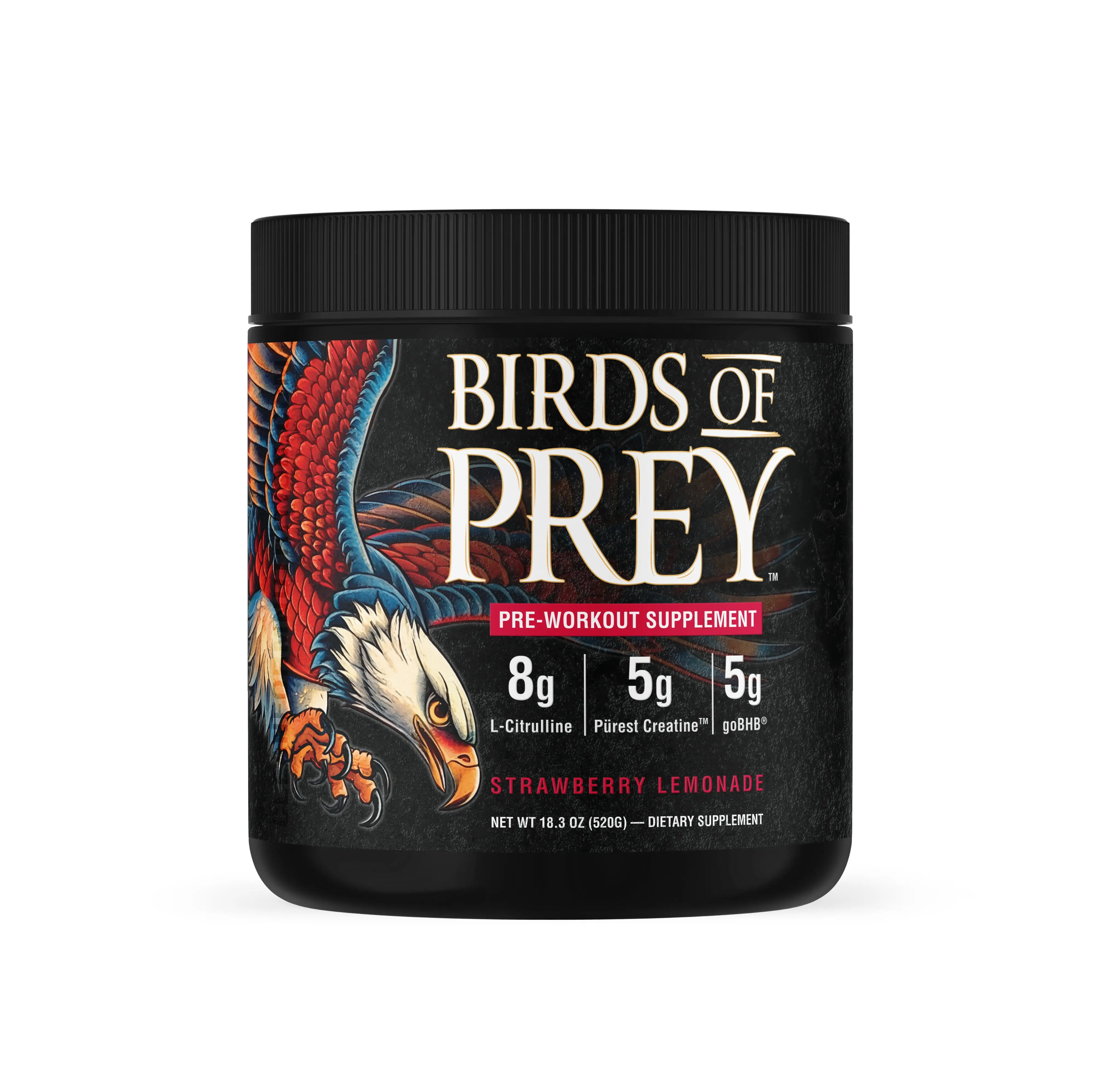 Cleanform Nutrition Birds of Prey Stim-Free Pre-Workout Sugar-Free Fitness Fuel - 0 Caffeine Evening-Friendly Formula, 1 goBHB® Ketones, 8g L-Citrulline, HydroPrime, Hydration Carbohydrate Supplements - 60ct
