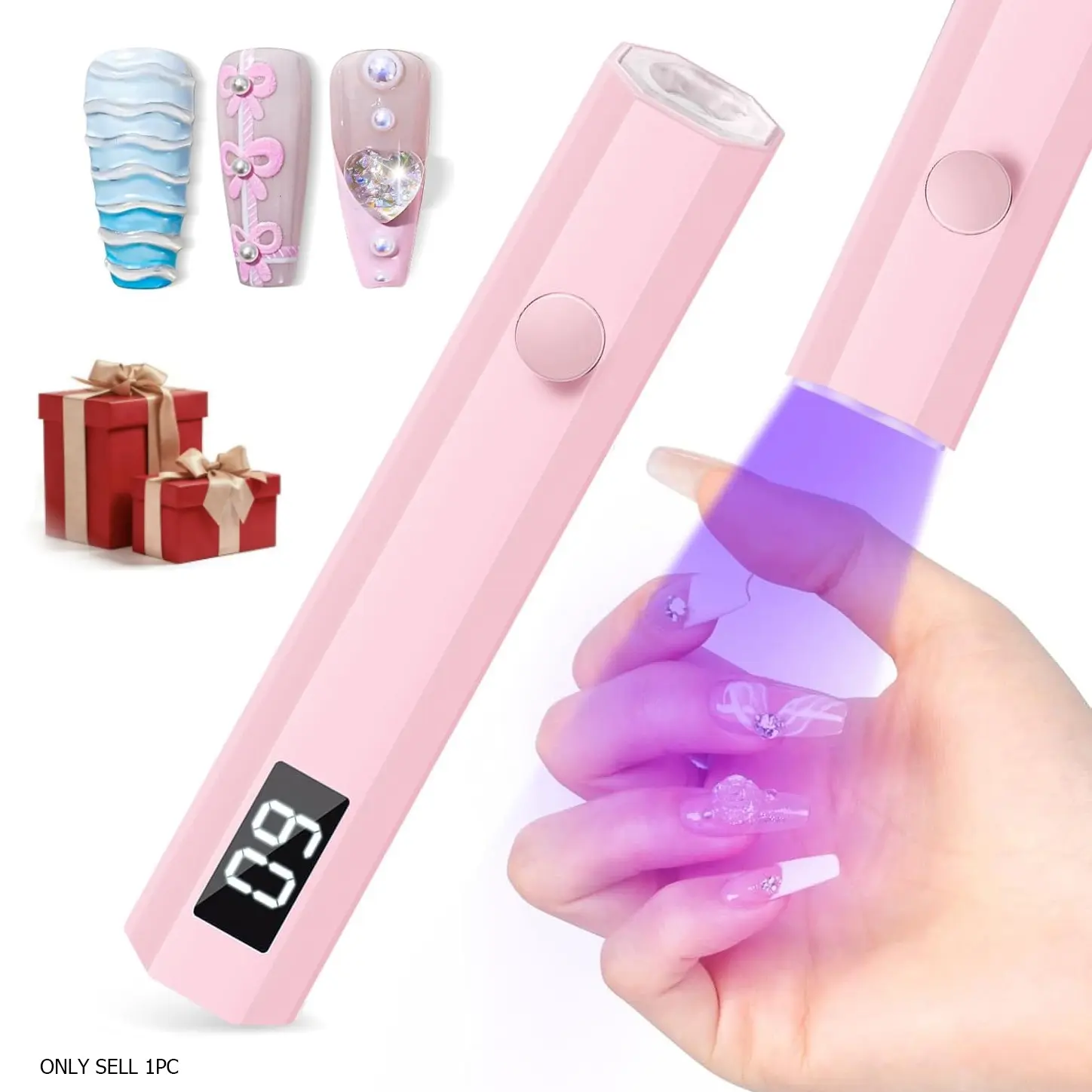 Rechargeable Mini LED Cordless Compact Nail Lamp, Portable Nail Light Therapy Lamp (with Timer Display), Cordless Nails Dryer, USB Rechargeable Small UV Lamp, Designed for Gel Nails; Nail Drying and Curing Lamp for At Home Manicure Salon Use, Nail Care