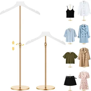 2 Pack Shirt Display Stand 20-35 Inch Height Adjustable Mannequin Torso Clothing Display Stand T Shirt Garment Rack for Vendors Shop Retail Jacket Coat Hanger (Classic,Gold,White)