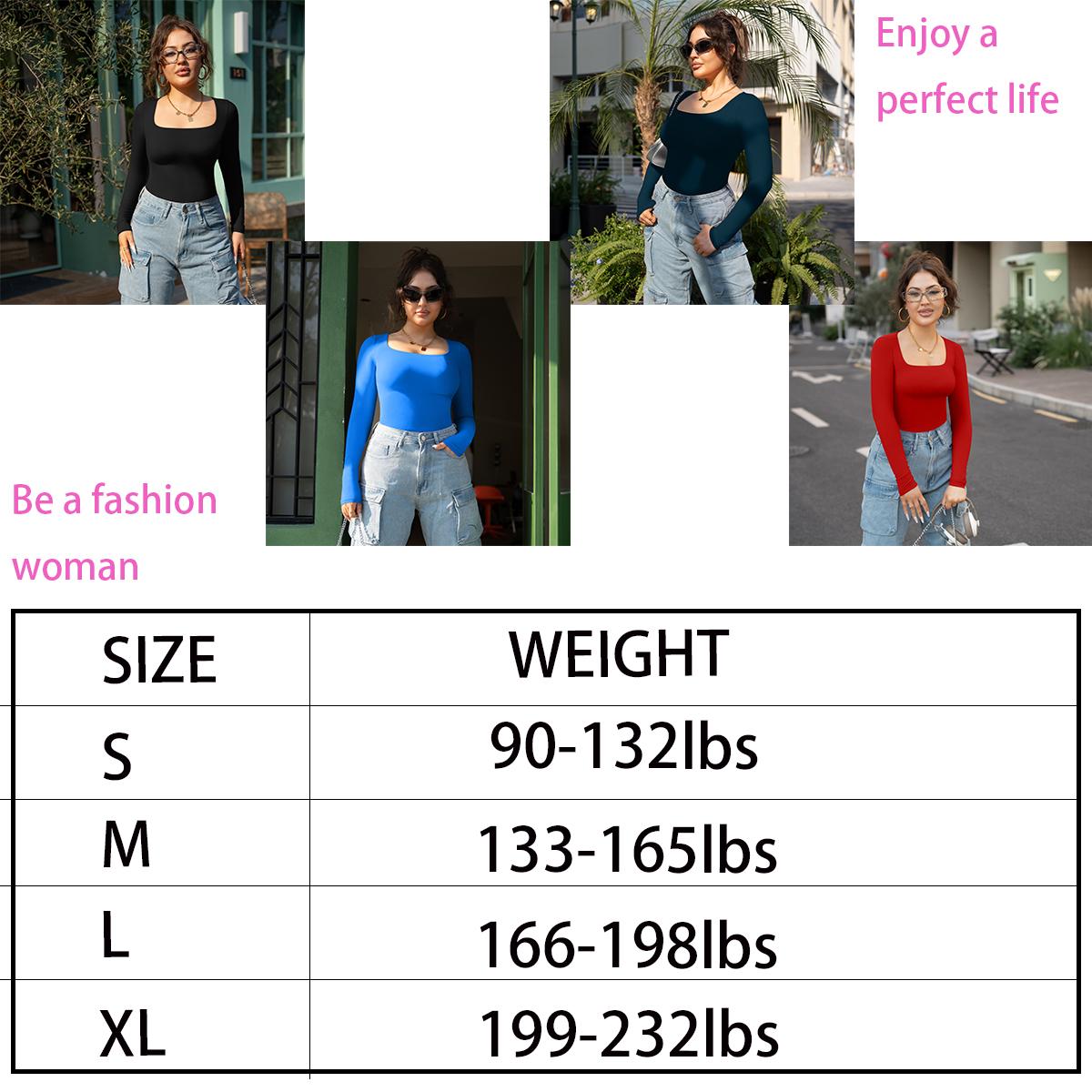 HYZ Women's 2 Piece Basic Long Sleeve Square Neck Workout High Stretchy Slim Fit Tunic Tops tunic tops high stretchy