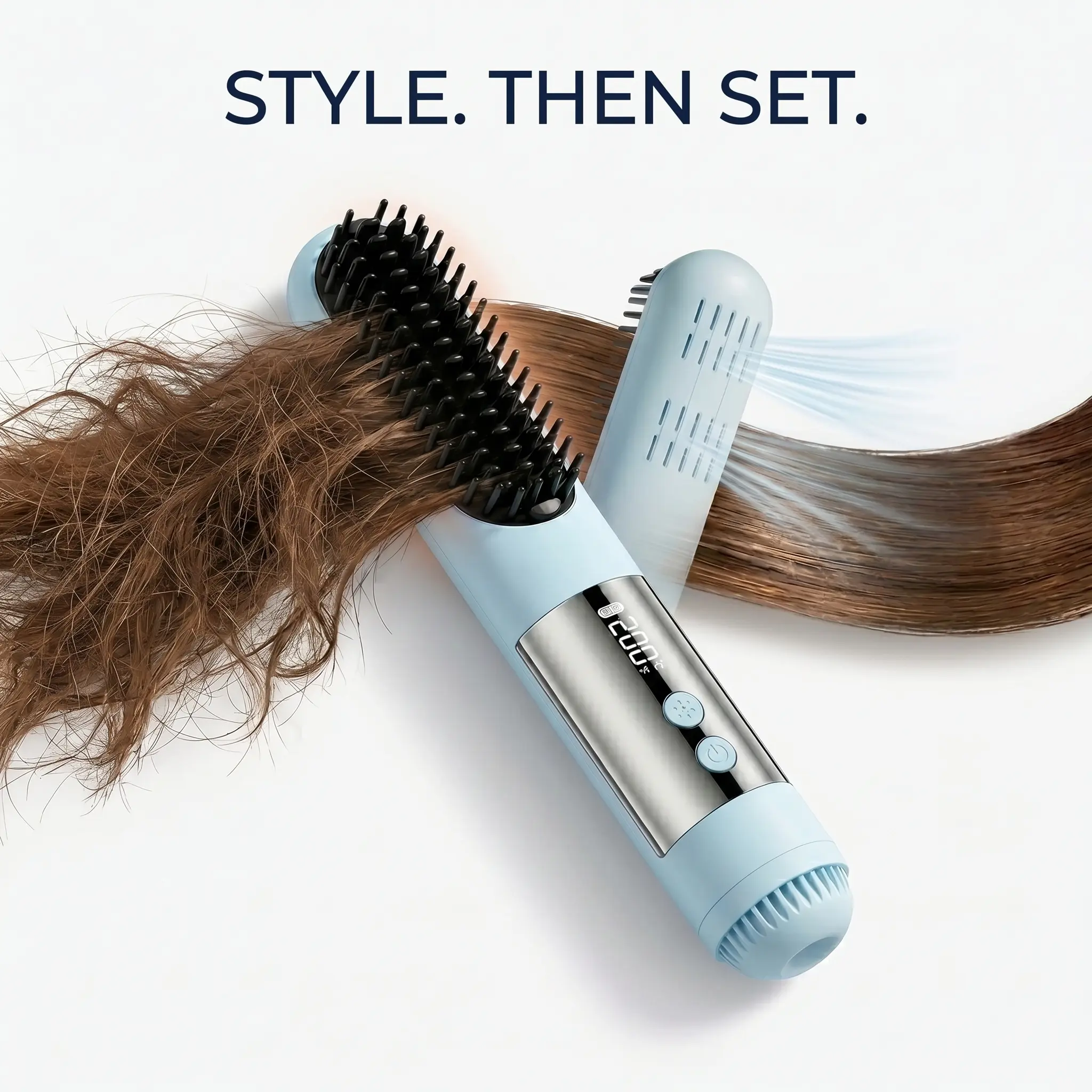Cordless Ionic Hair Straightener Brush, Rechargeable 2-in-1 Flat Iron Hot Comb with Cool Airflow Styler, Portable Anti-Frizz Fast Heating Mini Straightening Brush, LCD Display Travel Hair Styling Tool, TikTok Made Me Buy It