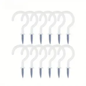 Plastic Coated Hook, U Shaped Hook, Screw Wall Hook, Outdoor Flower Pot Hook, Ceiling Hook, Screw Wall Hook for Home Bathroom Kitchen