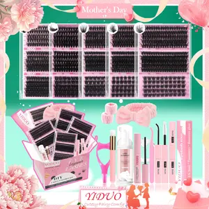Natural Eyelash Extensions Kit, 1 Set Mixed Length Eyelash Clusters, Self Grafting Curvature Eyelashes, Professional Eye Makeup Accessories for Women, Makeup Products, DIY Eyelash Extensions