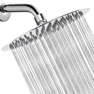 Rain Shower Head, High Flow Rainfall Showerhead Stainless Steel, Bathroom Waterfall Shower Universal Wall Ceiling Mount (10'', Chrome)