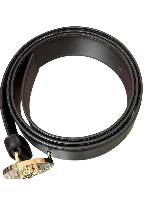 Pre-owned VERSACE Leather bag accessories Black Men's Medusa Head Buckle Belt
