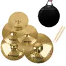 Copper-Plated Metal Cymbals Pack for Drum Kit - 5-Piece Crash Percussion Instruments for Beginners, 14"/16"/18"/20" Sizes, Brighter More Vibrant Sound, Includes Free Bag