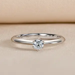 0.3ct Moissanite Solitaire 925 Sterling Silver Engagement Ring Size 3-12 SS0430