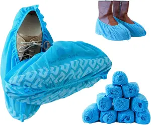 Blue Shoe Guys Premium Disposable Boot & Shoe Covers Booties | 100 Pack | Durable, Non-Slip, Non-Toxic, Water Resistant, Recyclable Protectors for Indoor & Outdoor | Large Size Fits Most Shoes