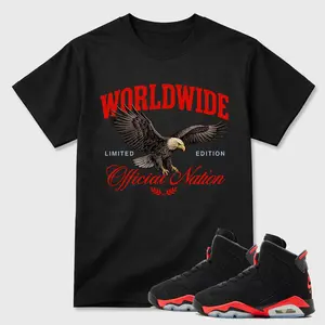 Unisex T-shirt To Match Sneakers Jordan 6 Reverse Infrared - Worldwide Official Nation. 100% Cotton for Casual Wear. Comfortable Summer Unisex T-Shirt to match Jordan Sneaker. Streetwear Style. urban outfitters