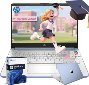 HP 14 Inch Student and Business Laptop, Intel N150(Beats N4120) with 32GB RAM+128GB UFS+256 GB MSD+32 GB Flash Drive, Ultra Thin and Light Laptop, Windows 11 Pro with Accessories Kit