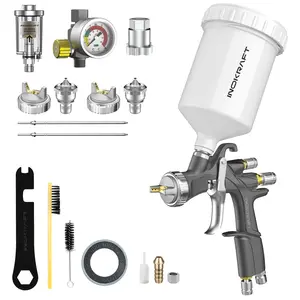 InoKraft DRZZLE D1-LVLP Spray Gun Premium & Basic Kit for Cars & House DIY Painting Superior Quality Atomization Efficient Transfer Easy Operation One-Piece Forged Aluminum Body Teflon Coating
