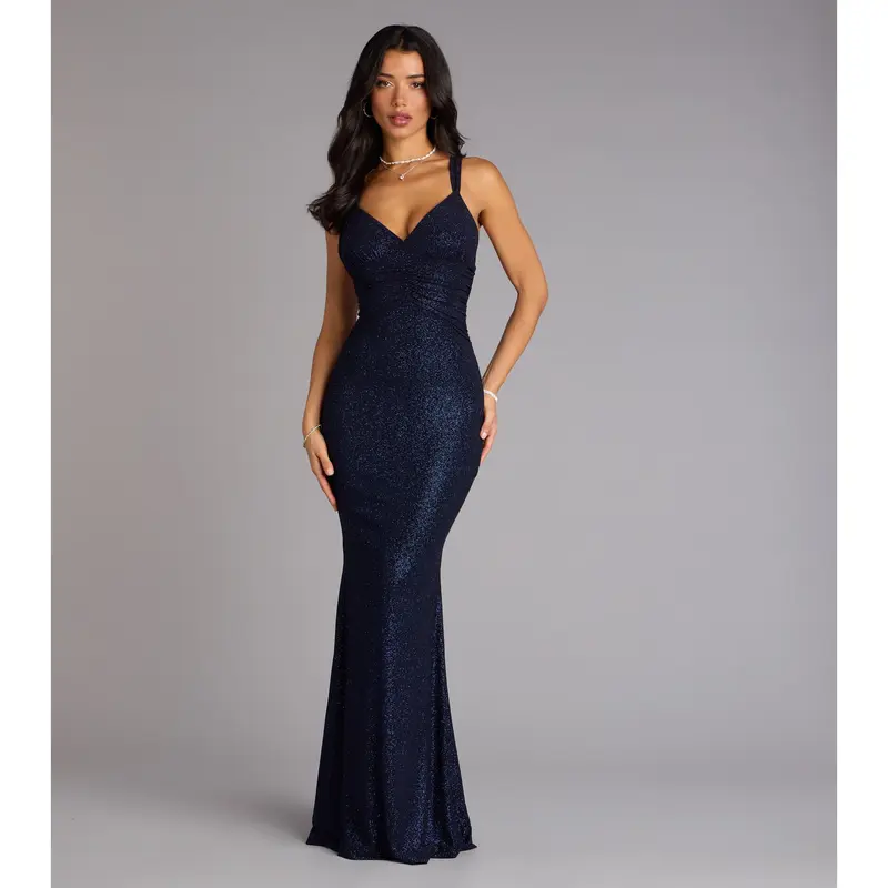 Bailey Glitter Low Back Mermaid Formal Dress