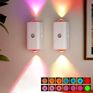 USB Rechargeable LED Wall Light, RGB Ambient Lighting Multifunctional Wall Light with Motion-Sensor and Adjustable RGB Lighting, Magnetic Design Wall Spotlight for Bedroom, Game Room, Staircase, Home Decor Light