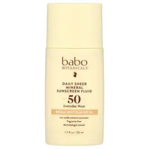 Babo Botanicals Daily Sheer Mineral Sunscreen Fluid, SPF 50, Fragrance Free, 1.7 fl oz (50 ml)