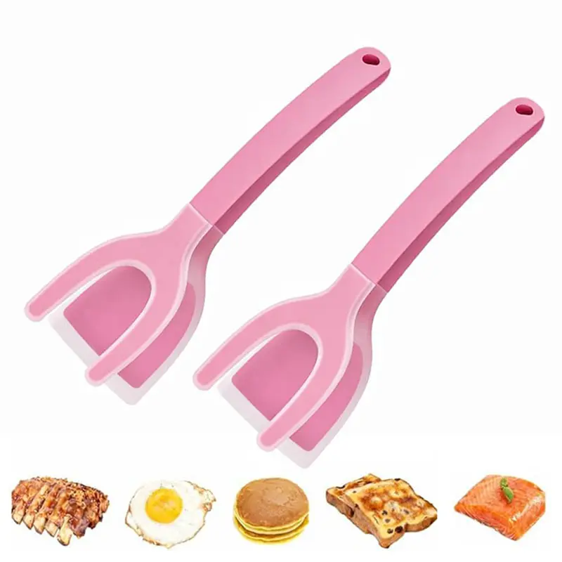 Kitchen Cooking Utensils 2-Piece Silicone Spatula Set - Bisphenol A (BPA)-Free, High Heat Resistant Turner & Tongs, Durable Flexible Tools for Non-Stick Pans, Everyday Cooking Flipping Fish & Eggs, Anti-Adhesive Non-Stick Cooking Tongs, Easy Clean Cooking