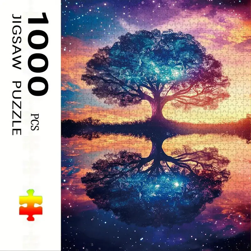 1000 Piece Starry Tree Puzzle, Large Adult Family Interactive Toy, DIY Home Decor Brain Challenge, Holiday Scene, Perfect Gift, Creative Puzzle