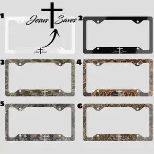 Jesus Save Camouflage License Plate Frame, Car Exterior Accessories, Available In 6 Colors, Gift For Him , Gift For Her