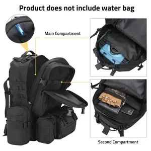 60L Tactical Backpack for Men Women Large Rucksack With Clips Accessories 3 Day Bug Out Survival Bag Hiking Camping Gym Daypack Fishing Backpacks