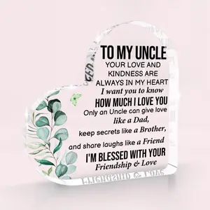 Uncle Gifts,Uncle Birthday Gifts,Christmas Birthday Father's Day Valentines Gifts Acrylic Heart Sign for Uncles from Niece Nephew