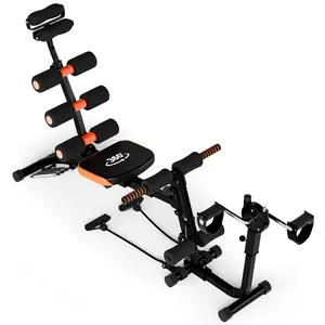 6 in 1 Ab Workout Bench for Home Gym Adjustable with Leg Extension 360° Twisting Seat Pedal Multi-Functional Ab Crunch Machine for Total Body Workout