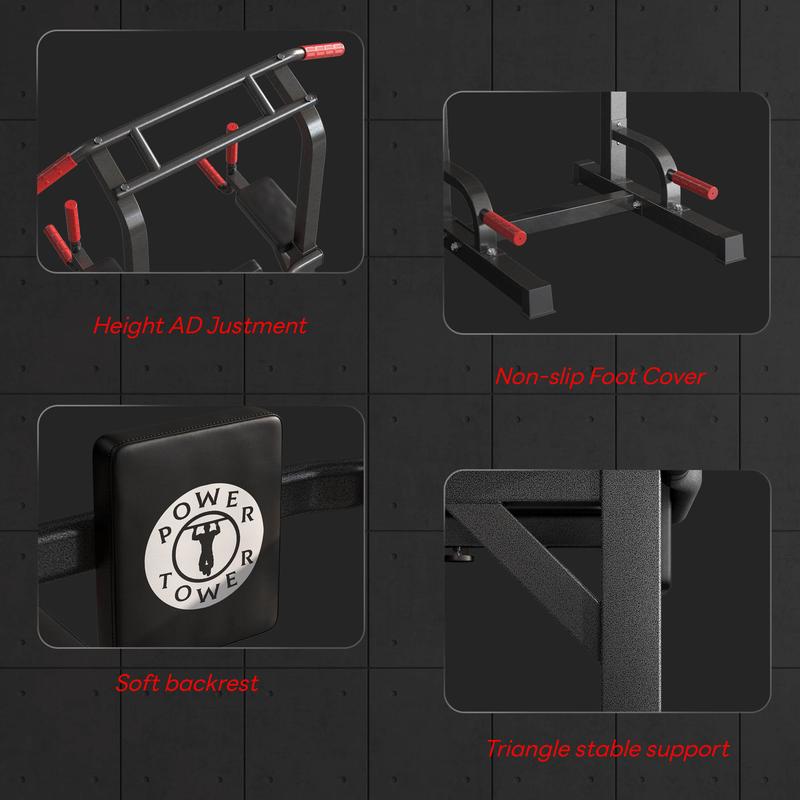 500LB Beast Mode 10-Level Adjustable Power Tower  Pull Up Bar + Dip Stand + 5-in-1 Strength Training  All-Level Home Gym (Beginner ,Friendly),Adjustable Heavy Duty Power Tower,pullup, machine，home gym equipment Whole Body Workout