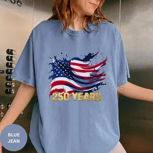 250 Years American Flag Shirt, Patriotic USA Independence Day Tee, Vintage 4th of July Freedom Graphic T-shirt Comfort Colors.