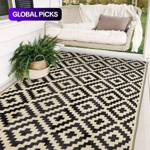 Geometric Pattern Outdoor Rug, Patio Rug, 1 Count Waterproof Double Sided Floor Mat, Modern Area Rug for RV, Terrace, Backyard, Deck, Beach, Camping, Checkered Outdoor Rug #GLOBAL PICKS