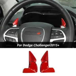 Black & Red Steering Wheel Shift Paddle Covers, Car Accessories Interior Decoration Compatible with Dodge Challenger/Charger 2015+ & Durango 2014+