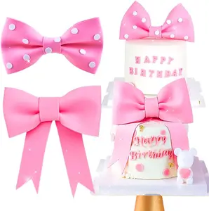 LaVenty Pink Bow Cake Topper Bow Cake Decoration Baby Girl Cake Decoration Baby Shower Cake Topper for Girl EVA