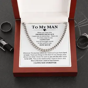 Promise Cuban Chain Necklace for Him, Promise Necklace for Him, Promise Jewelry Gift For Man, Promise Necklace For Boyfriend, Birthday Gift
