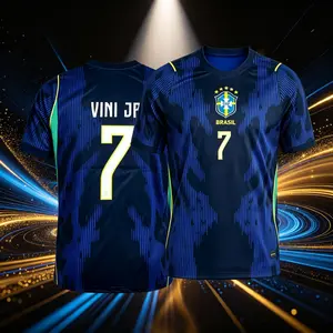 7# Vini JR 2026 Brazil National  Away Short Sleeve Soccer Jersey Quick-Dry