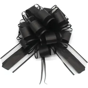6 count Large Pull Bows, black bows for  wrapping,6 inches,for wrapping  wedding ribbon bows or flower decorations,party  wrapping(Black)