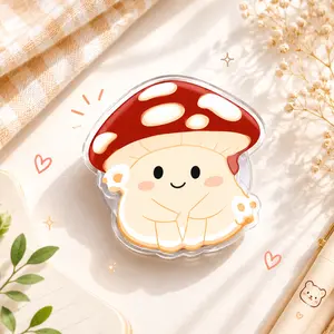 Cute Mushroom Character Phone Grip - Kawaii Red Cap Fungi Acrylic Pop Socket - Cozy Cottagecore MagSafe Phone & Kindle Stand Accessory