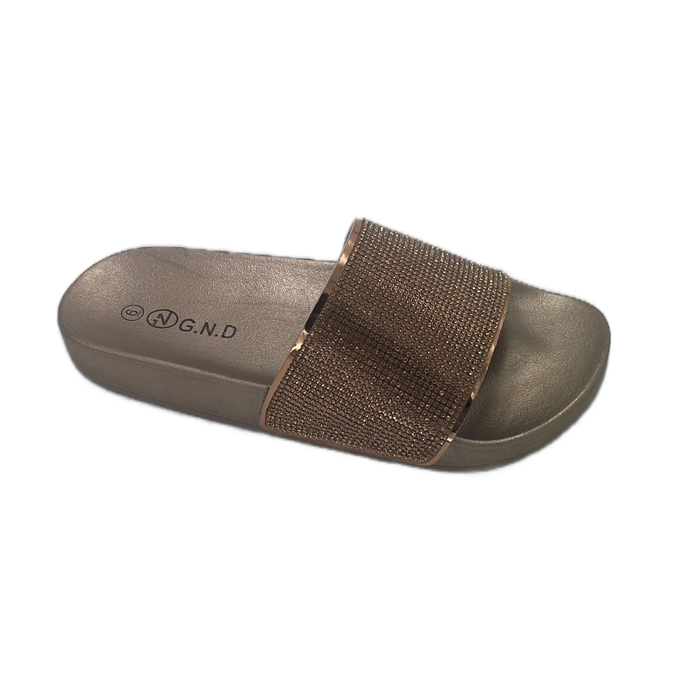 Women's Cute Rhinestone Slip-On Slides Slippers - Summer Open-Toe Casual Breathable Nylon Upper, Rubber Sole Comfort Walking Footwear for Women, Slides For Women