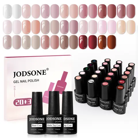 JODSONE 23PCS Gel Nail Polish Set Jelly Color Natural and Elegant Long Lasting Suitable for Home and Salon