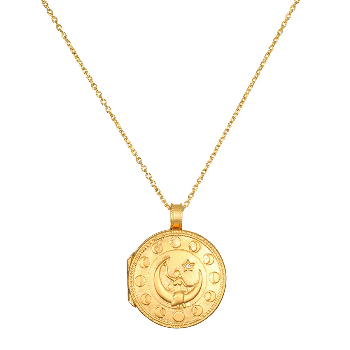 Mother Moon Gold Locket Necklace with Elegant Design and Comfortable Fit