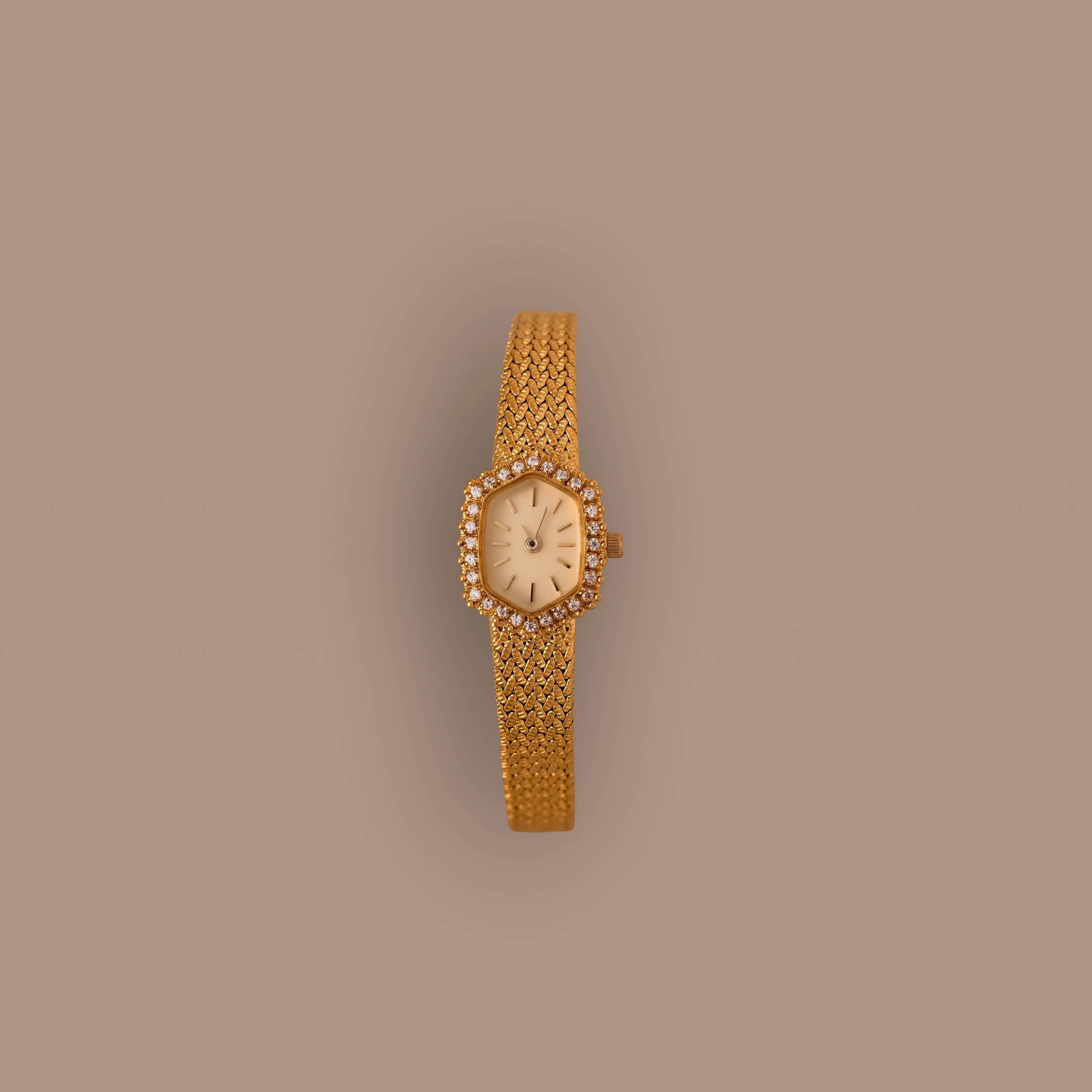 Woven Mesh Pave Timepiece by Caitlyn Minimalist - Dainty Cubic Zirconia Diamond Watch in 18K Gold - Art Deco Jewelry - Gift for Her