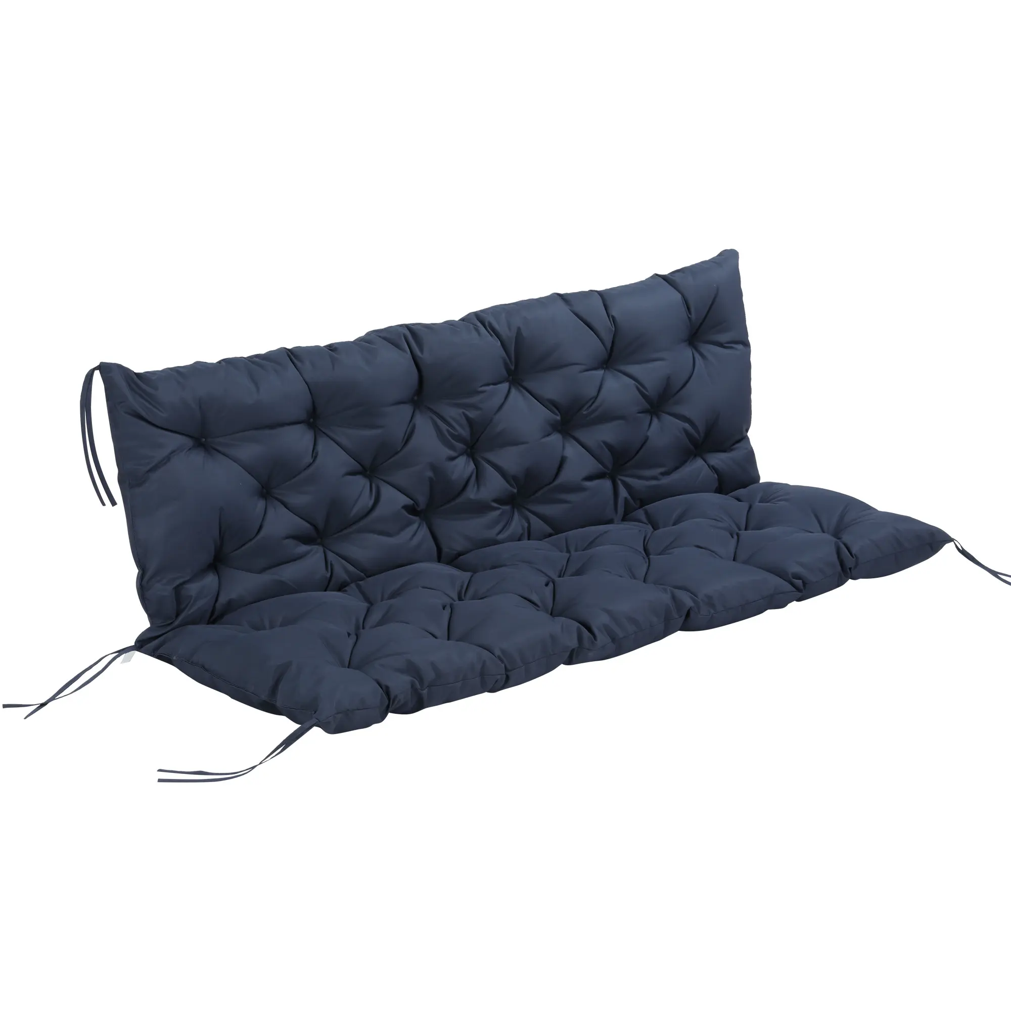 59" x 38" Tufted Bench Cushion for Outdoor Furniture – 3-Seater Replacement for Swing Chair, Patio Sofa/Couch. 3.25" Soft Filling. 6 Ties. Dark Blue