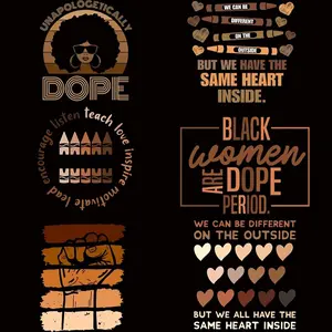 Black History Month Style Thermal Transfer Sticker, 6 Counts/set DIY Craft Washable Print-on T-shirt Iron on Patches Decor, DIY Decorative Sticker