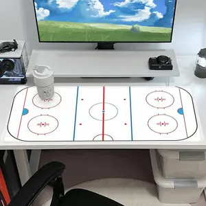 Ice Hockey Rink Pattern Mouse Pad, Rectangle Gaming Mouse Pad, Non-Slip Rubber Base Stitched Edge Desk Pad for Desk Laptop Desktop