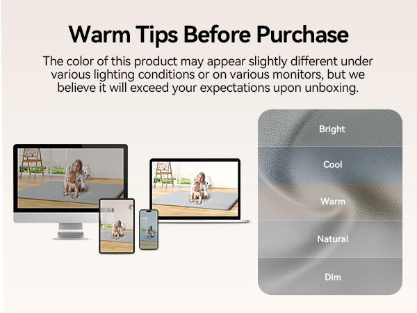 BIOBY Baby Vegan Leather Play Mat, 50"x 50", For Floor Mat Playpen Mat, Thickened High-Density Foam Playmats for Babies and Toddlers - Extra Soft and Resilient, Easy to Wipe Clean, Grey