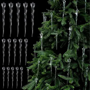 15 count Clear Icicle Christmas Tree Ornaments 3 Sizes Twisted Clear Icicle Drop Ornaments Xmas   Pendant  for Christmas Tree Winter  Year Holiday Decorations