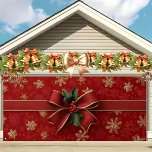 Christmas Garage Door Banner Outdoor Decoration, Yard Sign Banner, Large Fabric Gate Cover, Perfect for Holiday Wall Art, Photo Booths, Weddings, Parties
