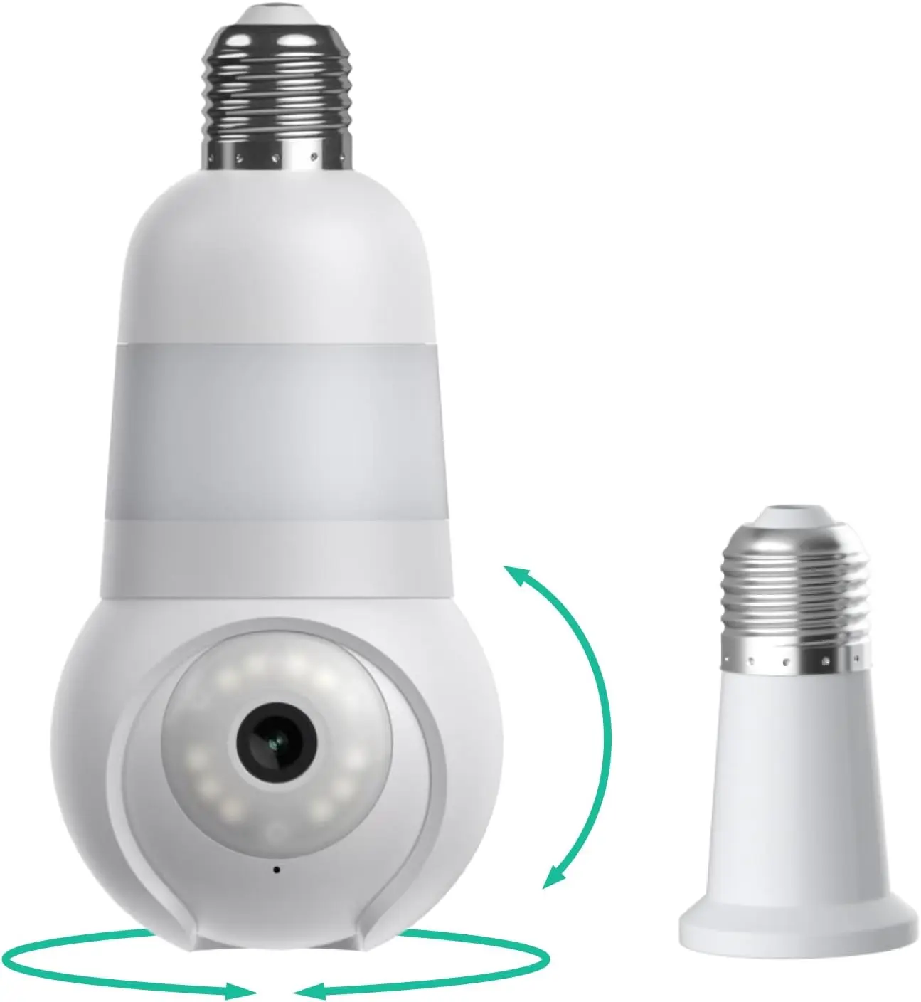 2026 Upgrade Wireless Light Bulb Security Camera, 360° Pan-Tilt, 1440p Color Night Vision, LED & Spotlight, 2.4GHz/5GHz Wi-Fi, AI Motion Detection, Bulb Base, Indoor/Outdoor Home Porch Security Camera
