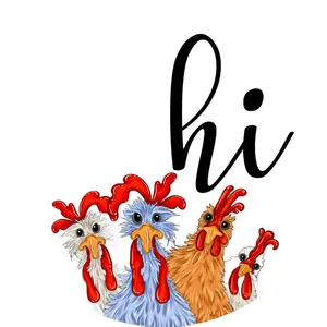 Chicken Door Hanger, Funny Door Hanger, DCO-01193-DH, 18" Round Wood Door Hanger