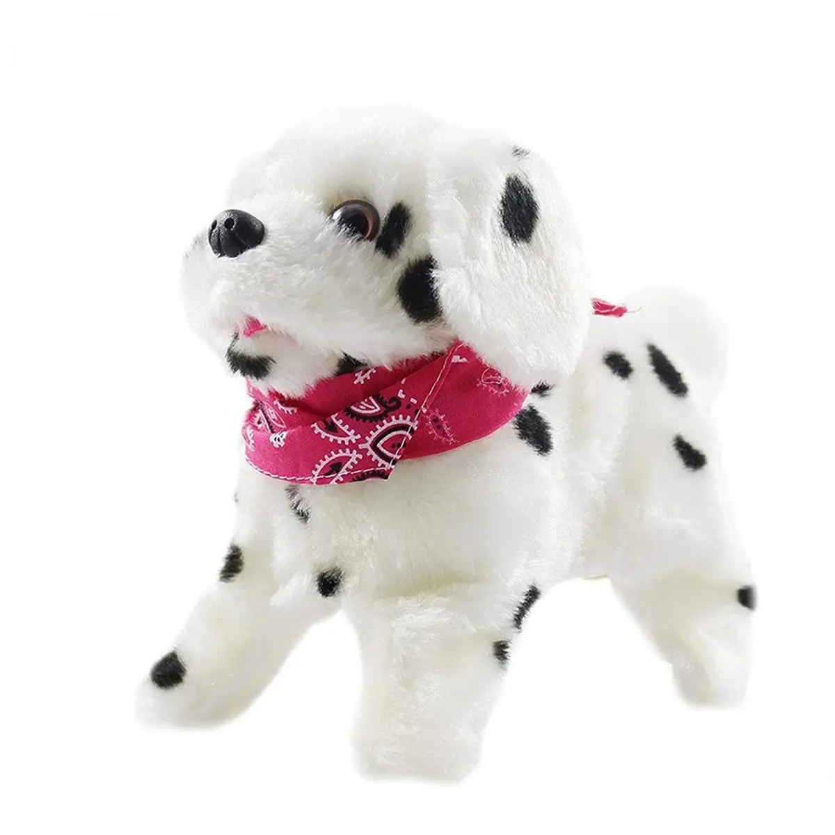 212 MAIN Soft Plush Black & White Cute Puppy Cat Toy - Interactive Play Pet Accessory with Barking, Sitting, Walking, Flipping Functions (For Dogs)